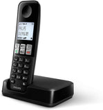Philips D2301B/38 -Teléfono DECT, Altavoz, 50 entradas, Identificador de Llamadas, Negro