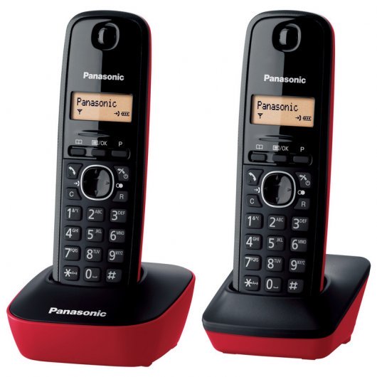 Panasonic KX-TG1612 Teléfono Inalámbrico DECT Duo Rojo